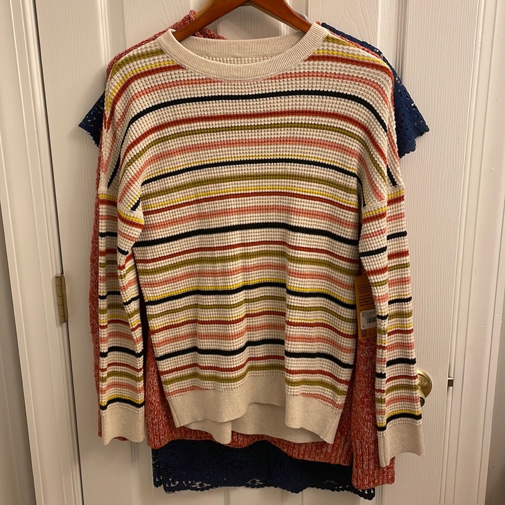 REI Striped Waffle Sweater size small
